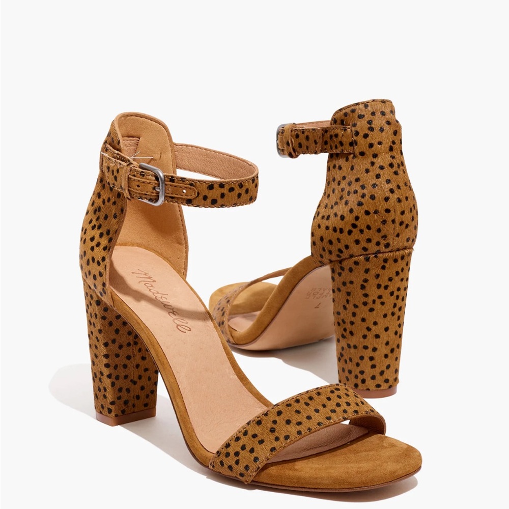 Madewell The Brooke Ankle-Strap Sandal in Spot Dot Calf Hair size 11